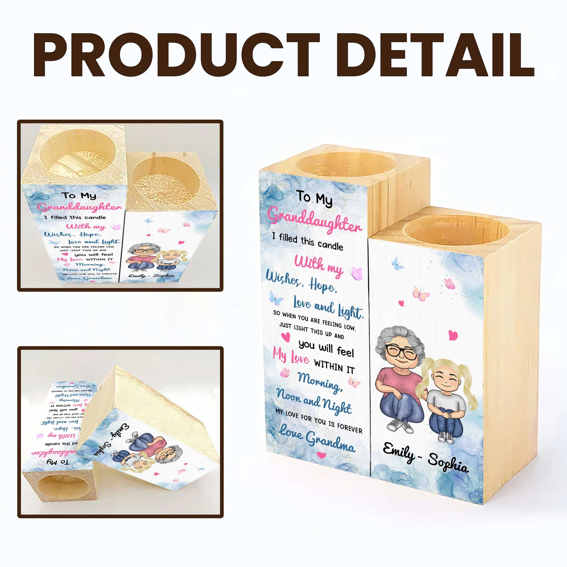 Love Grandma, Candle With Wishes And Light