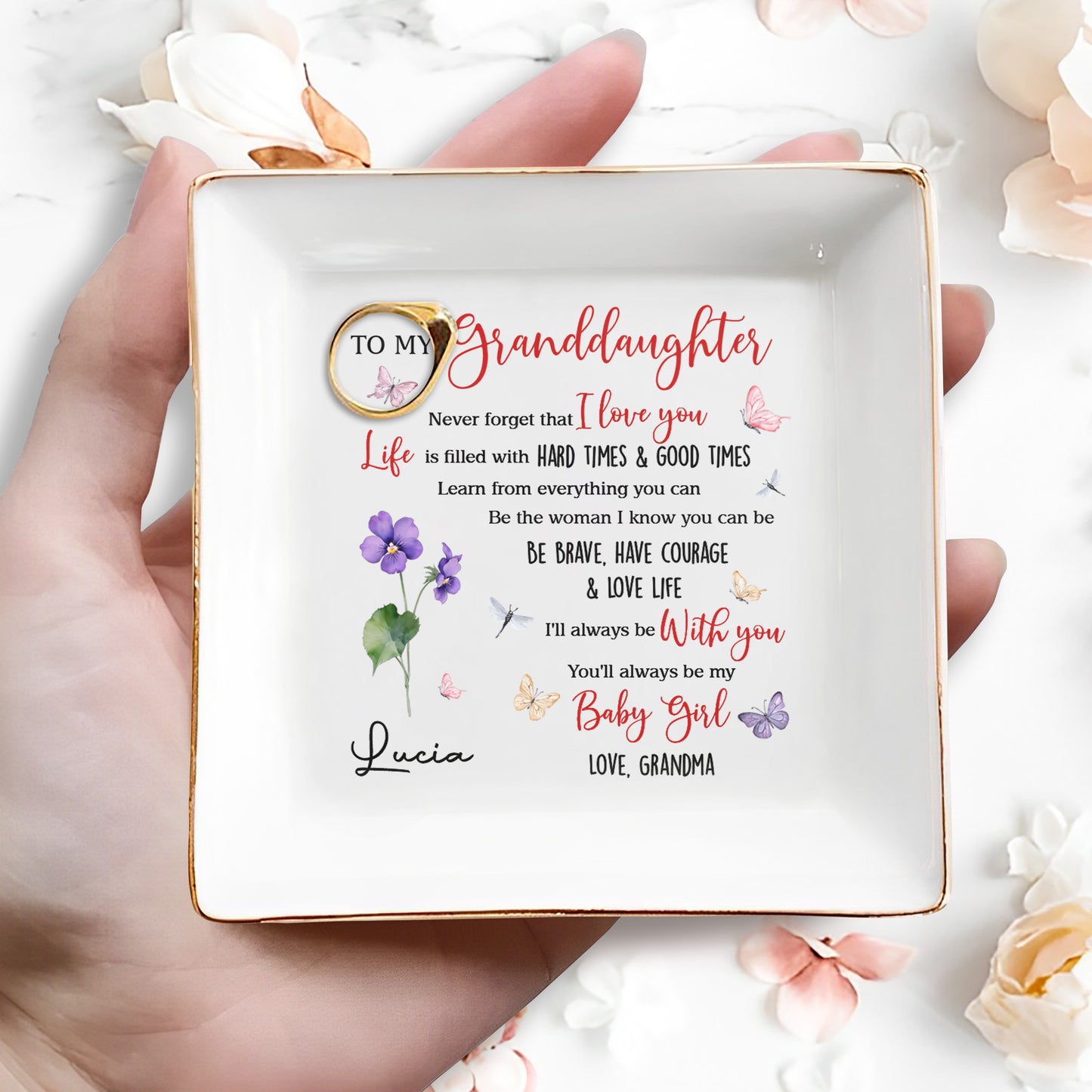 To My Granddaughter Love Life Butterflies Flowers