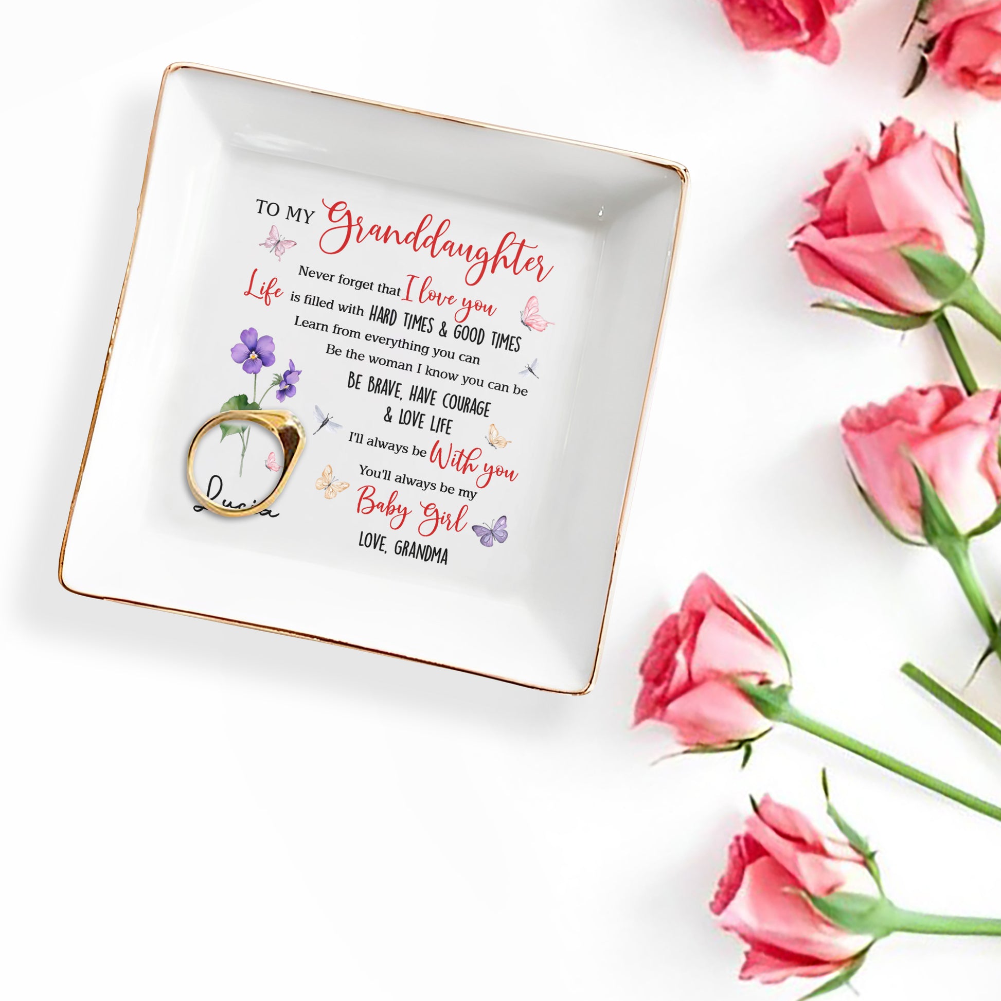 To My Granddaughter Love Life Butterflies Flowers