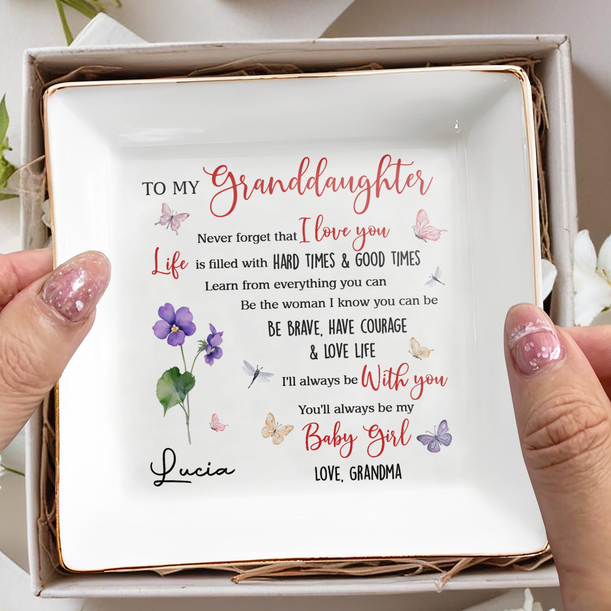 To My Granddaughter Love Life Butterflies Flowers