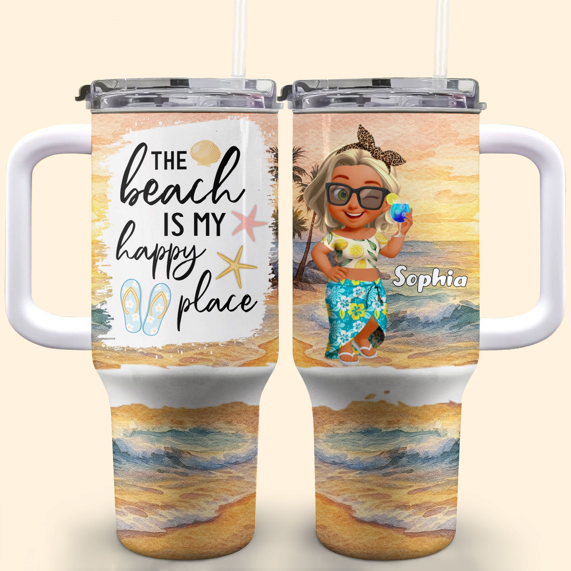 The Beach Is My Happy Place With Shells And Starfish