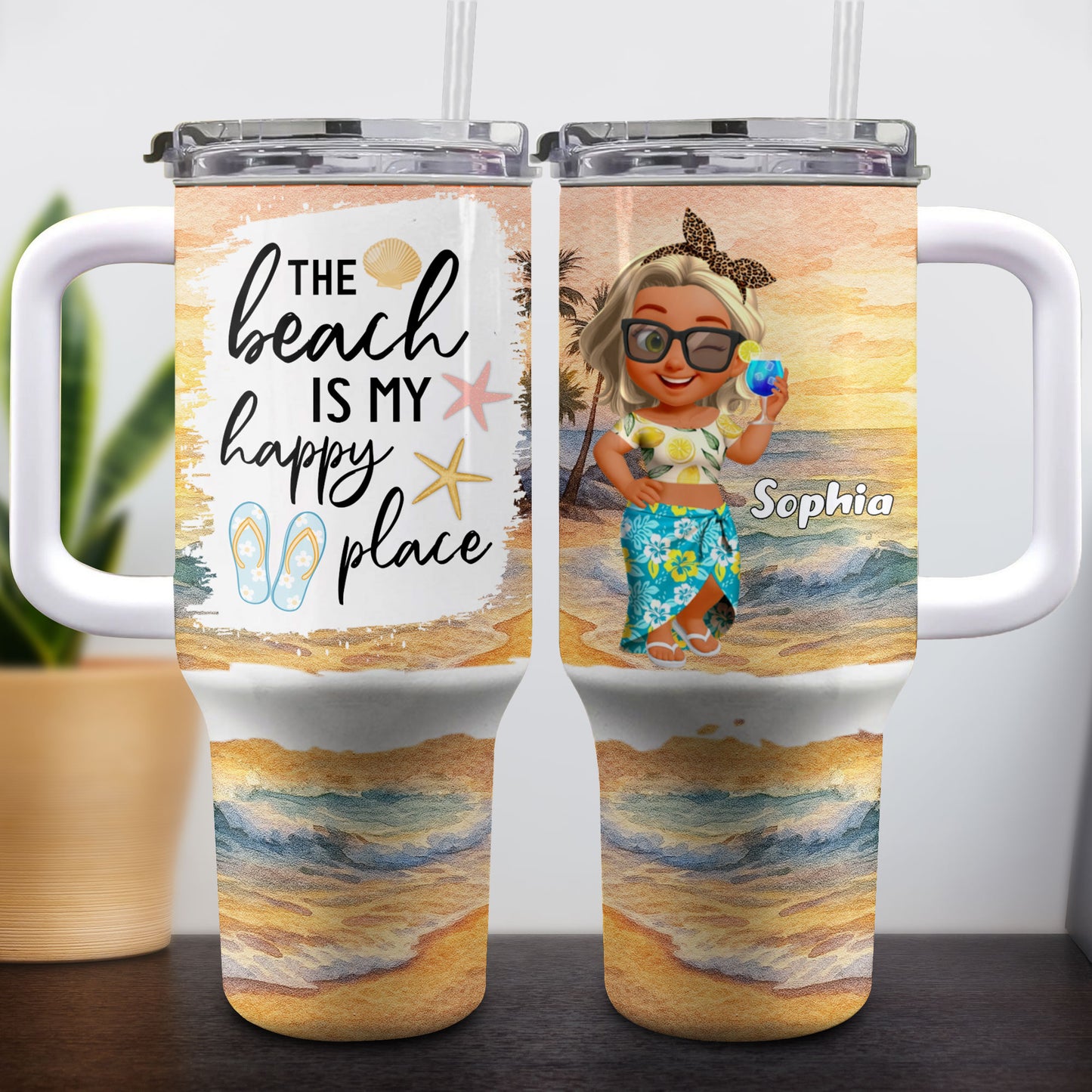 The Beach Is My Happy Place With Shells And Starfish