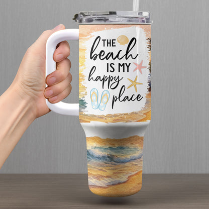 The Beach Is My Happy Place With Shells And Starfish