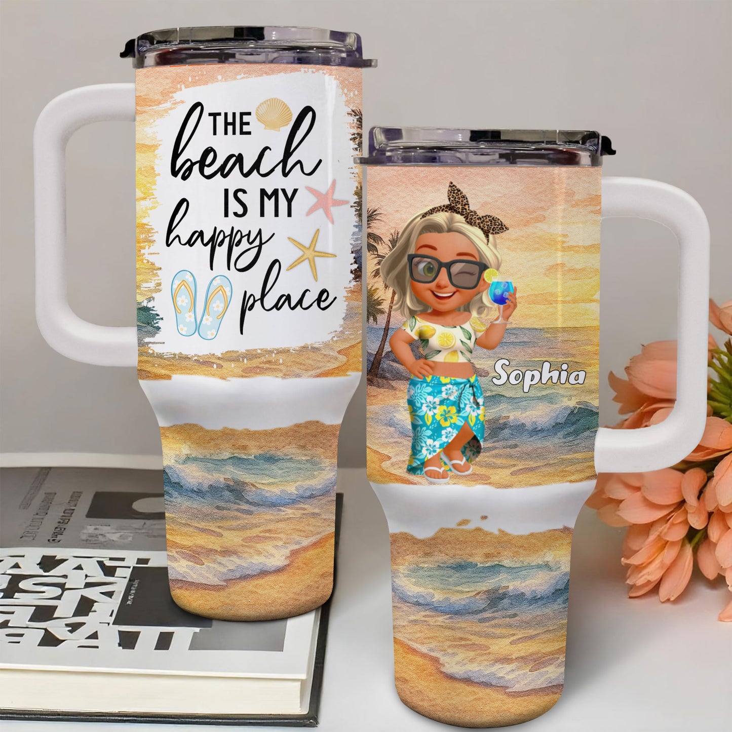 The Beach Is My Happy Place With Shells And Starfish