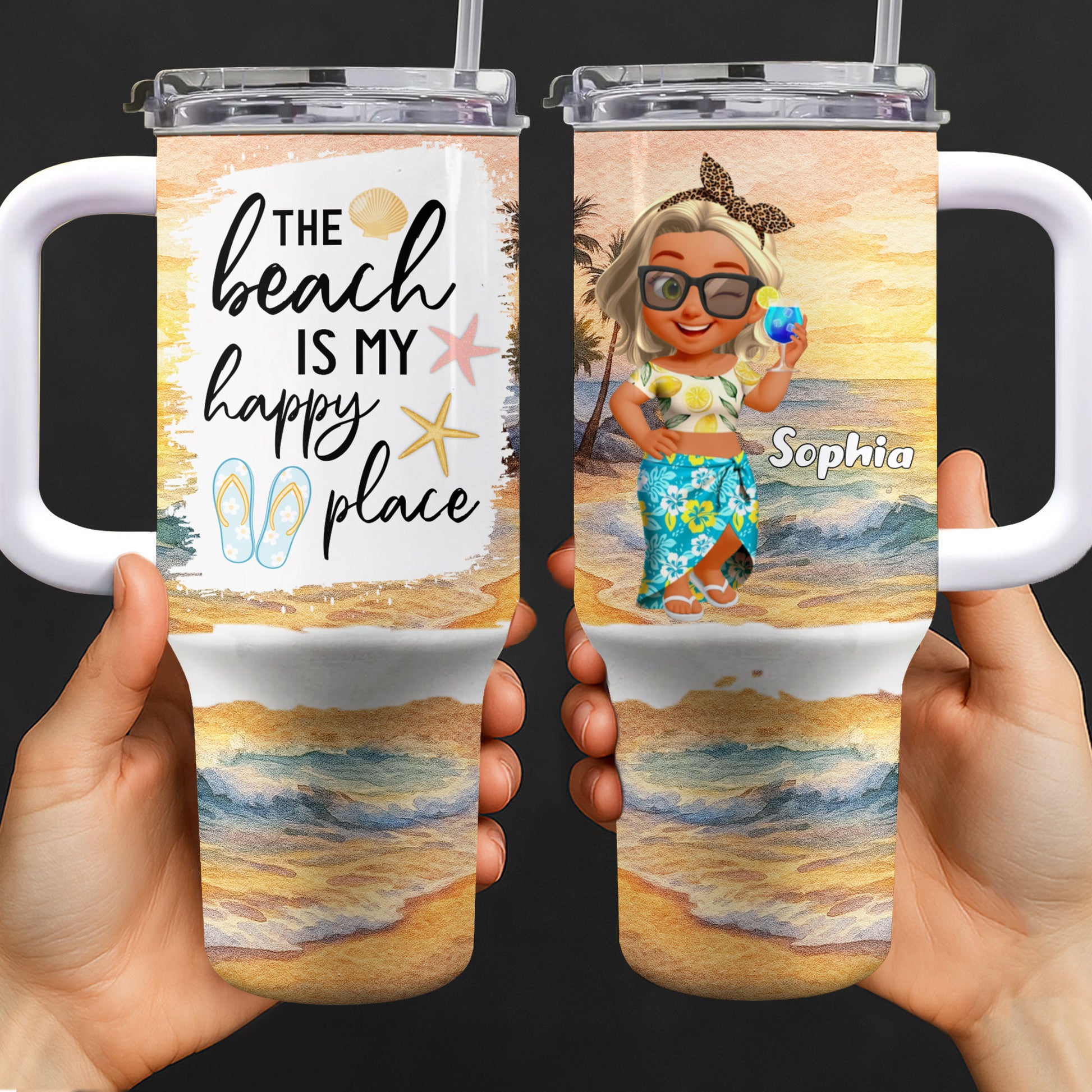 The Beach Is My Happy Place With Shells And Starfish