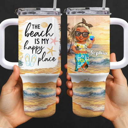 The Beach Is My Happy Place With Shells And Starfish