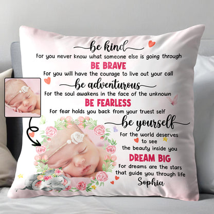 Be Kind Be Brave Dream Big Baby and Elephant Design