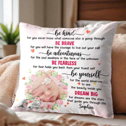 Be Kind Be Brave Dream Big Baby and Elephant Design