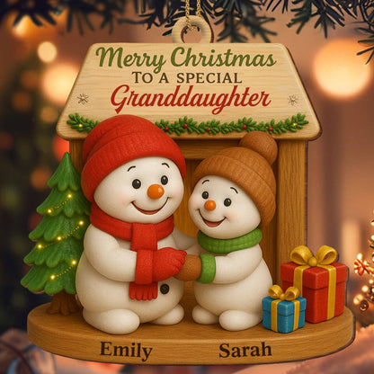 Feliz Navidad para un ser especial, muñecos de nieve y árbol de Navidad - Adorno de madera personalizado, forma personalizada - GDT362_WDO