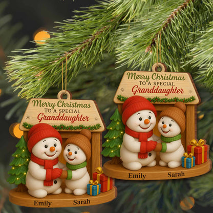Feliz Navidad para un ser especial, muñecos de nieve y árbol de Navidad - Adorno de madera personalizado, forma personalizada - GDT362_WDO