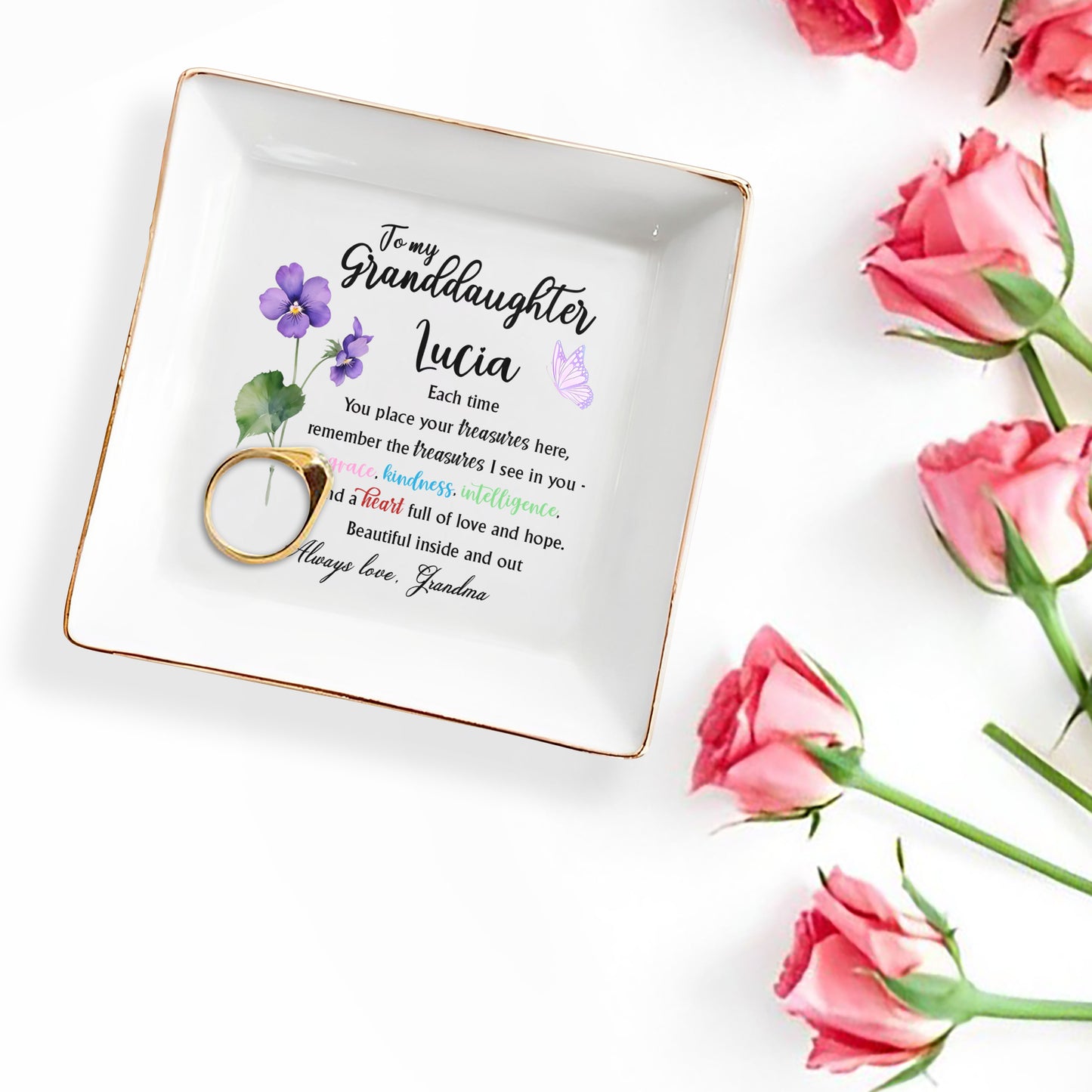 To My Granddaughter, Grace And Kindness, Flowers And Butterfly