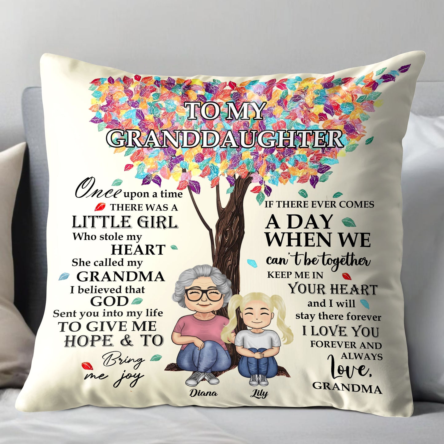 To My Granddaughter, Love From Grandma, Tree and Leaves Design