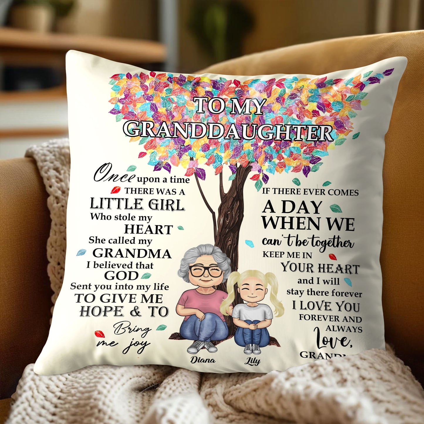 To My Granddaughter, Love From Grandma, Tree and Leaves Design