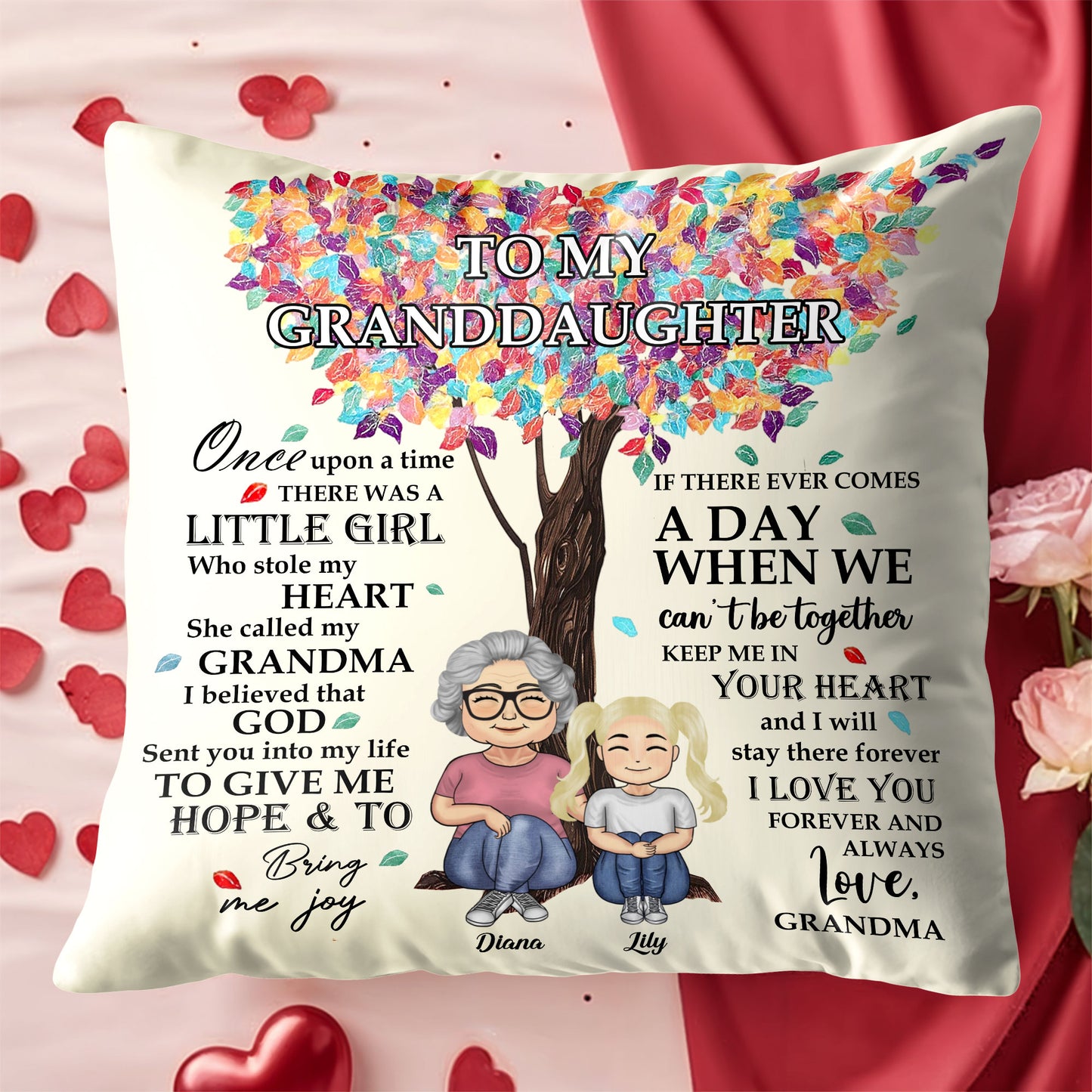 To My Granddaughter, Love From Grandma, Tree and Leaves Design