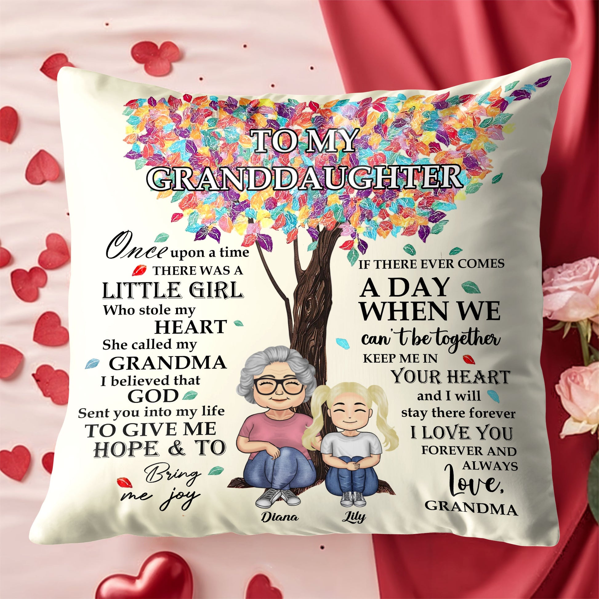 To My Granddaughter, Love From Grandma, Tree and Leaves Design