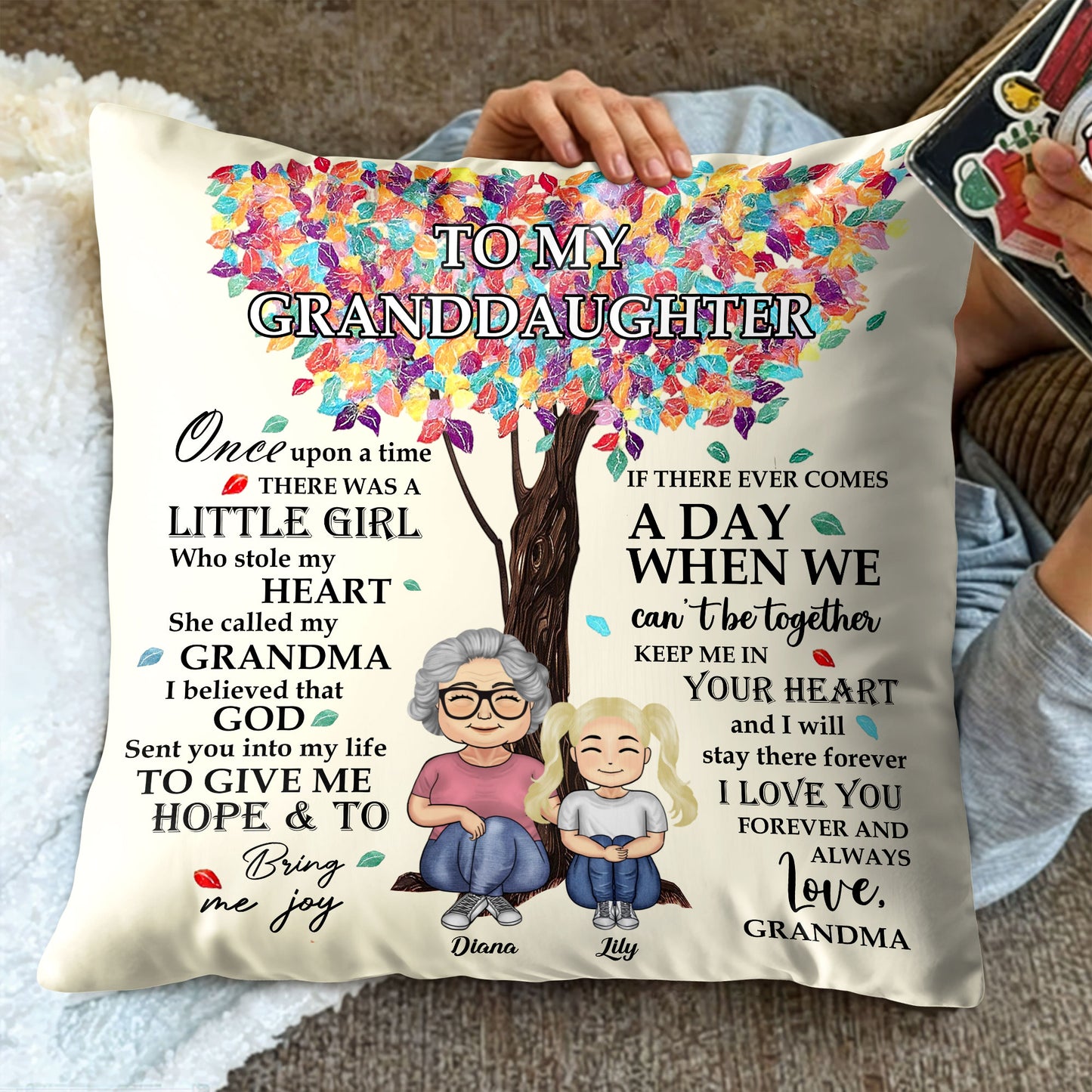 To My Granddaughter, Love From Grandma, Tree and Leaves Design