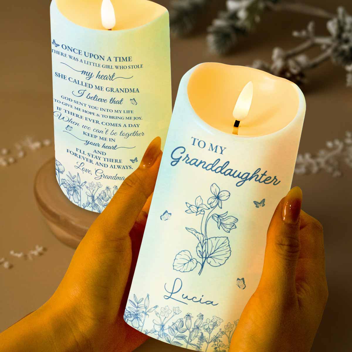 Once Upon A Time, Flowers and Butterflies LED Candle