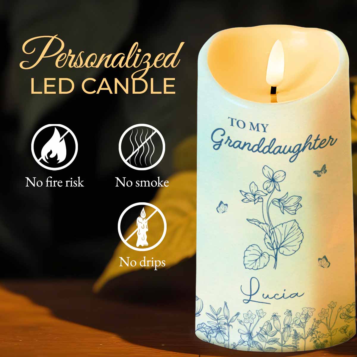 Once Upon A Time, Flowers and Butterflies LED Candle