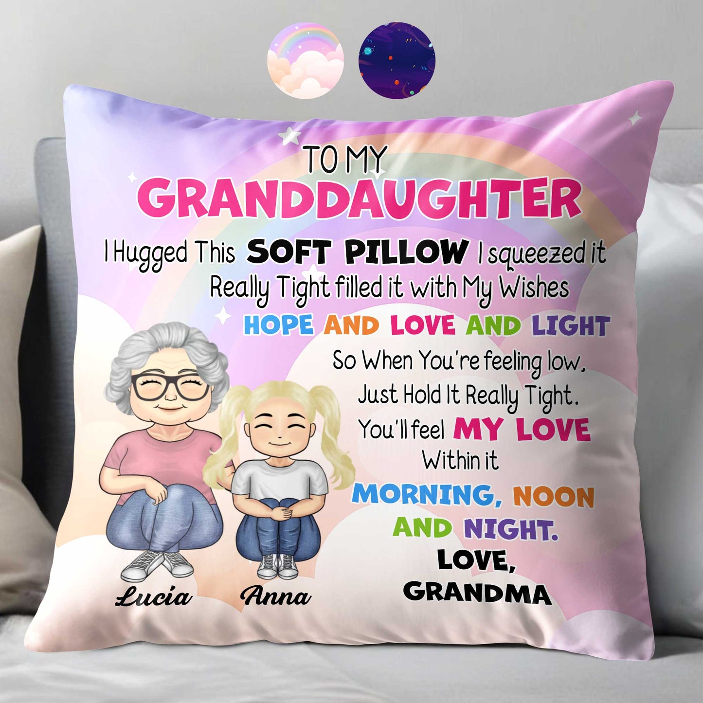 To My Granddaughter Love And Light Pillow Design