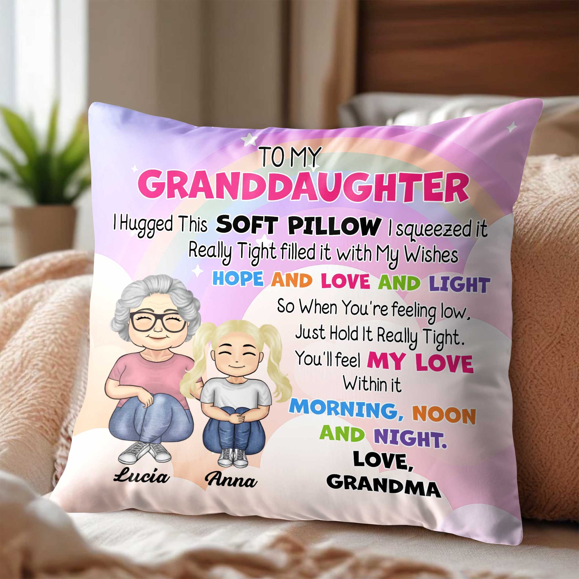 To My Granddaughter Love And Light Pillow Design
