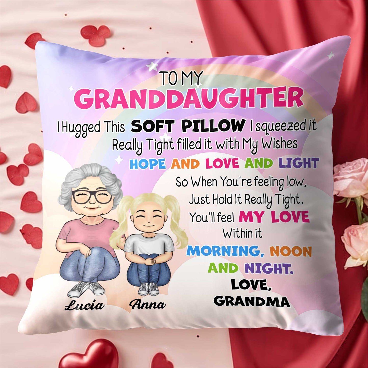 To My Granddaughter Love And Light Pillow Design