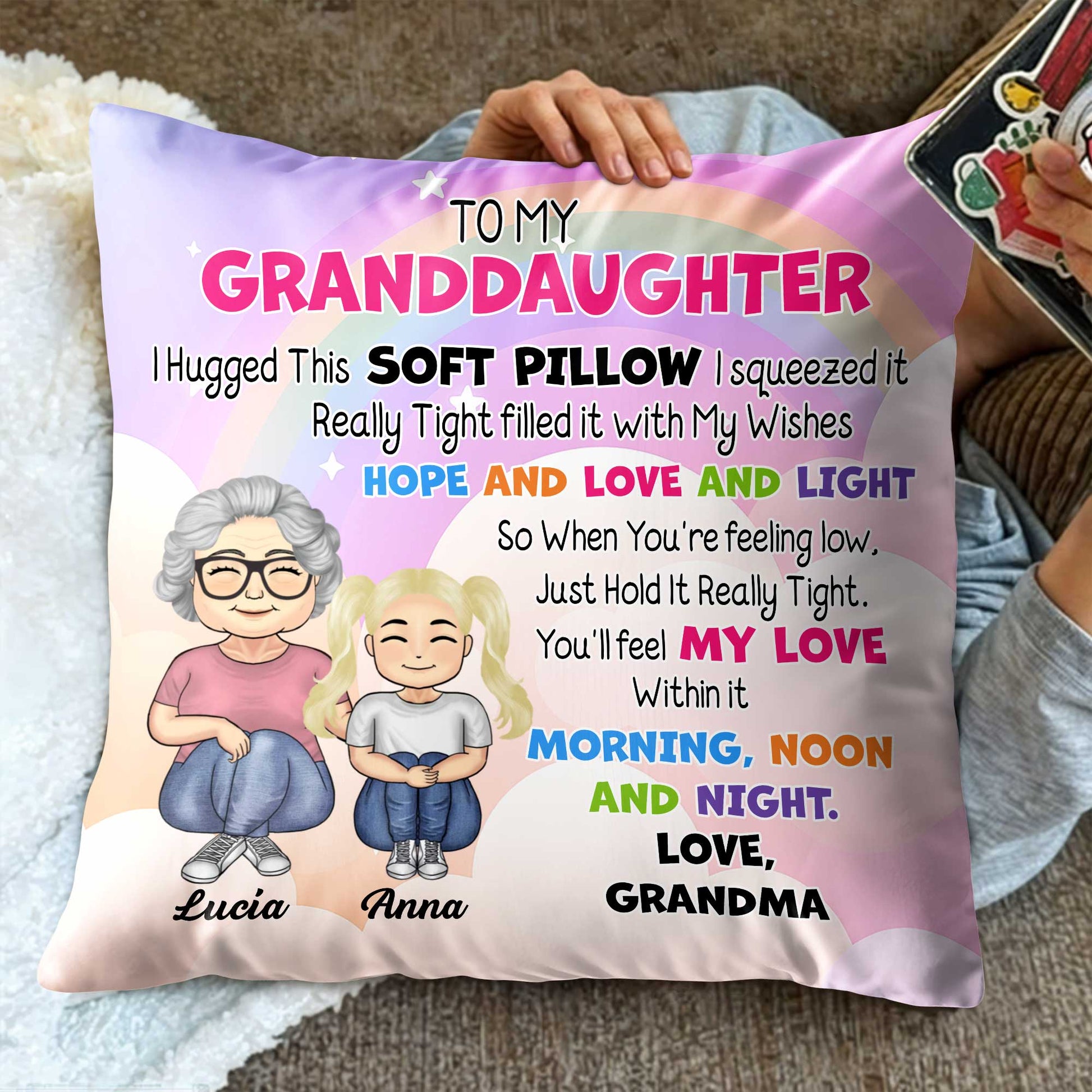 To My Granddaughter Love And Light Pillow Design
