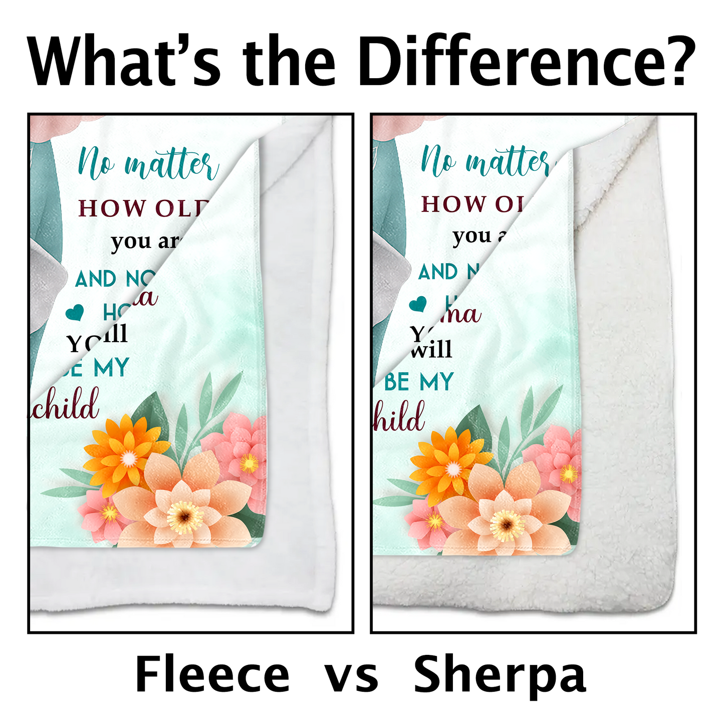 Para mi nieta, con cariño de la abuela, diseño de elefante y flores - Manta personalizada - GDT371_BLK