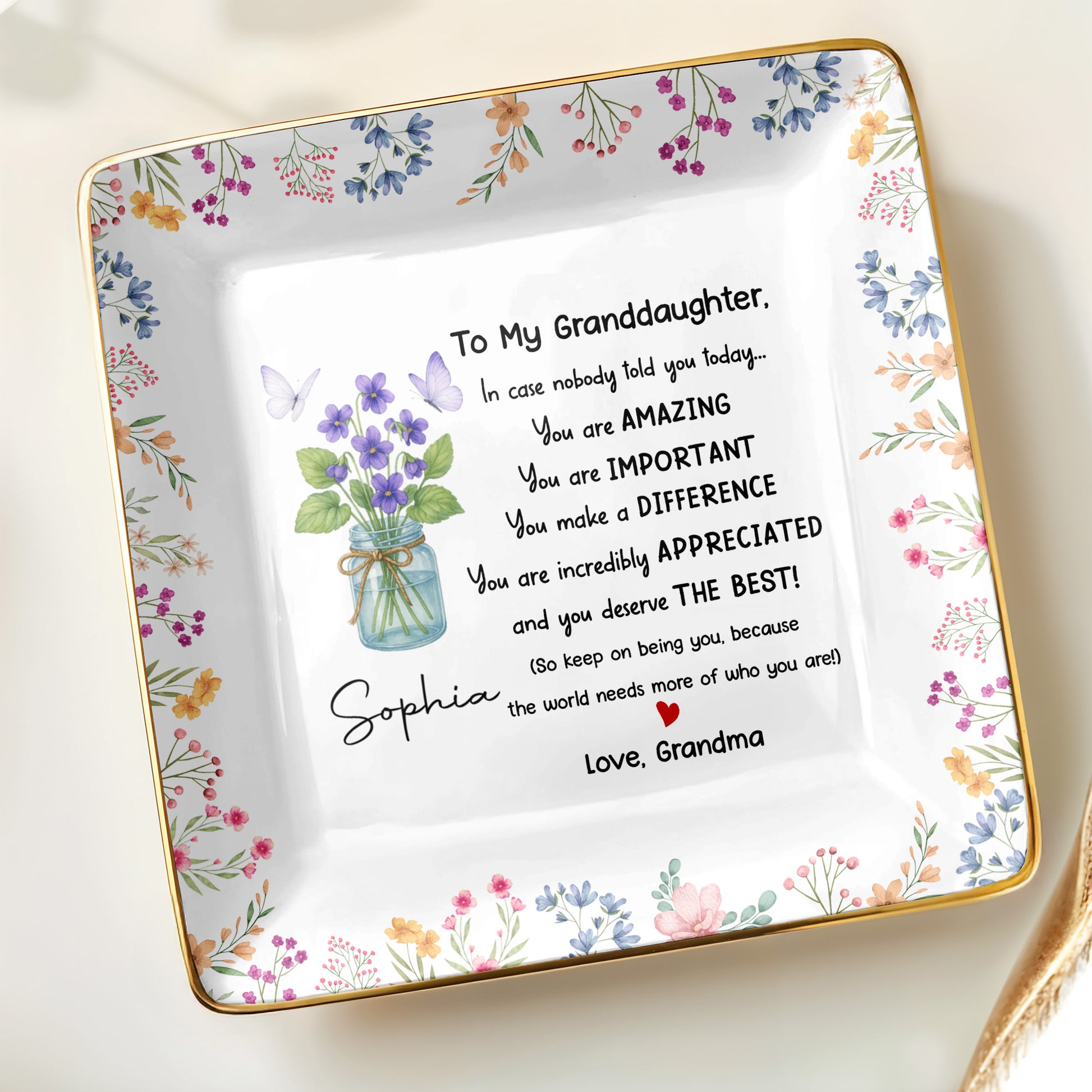 To My Granddaughter, You Are Amazing With Flowers And Butterfly