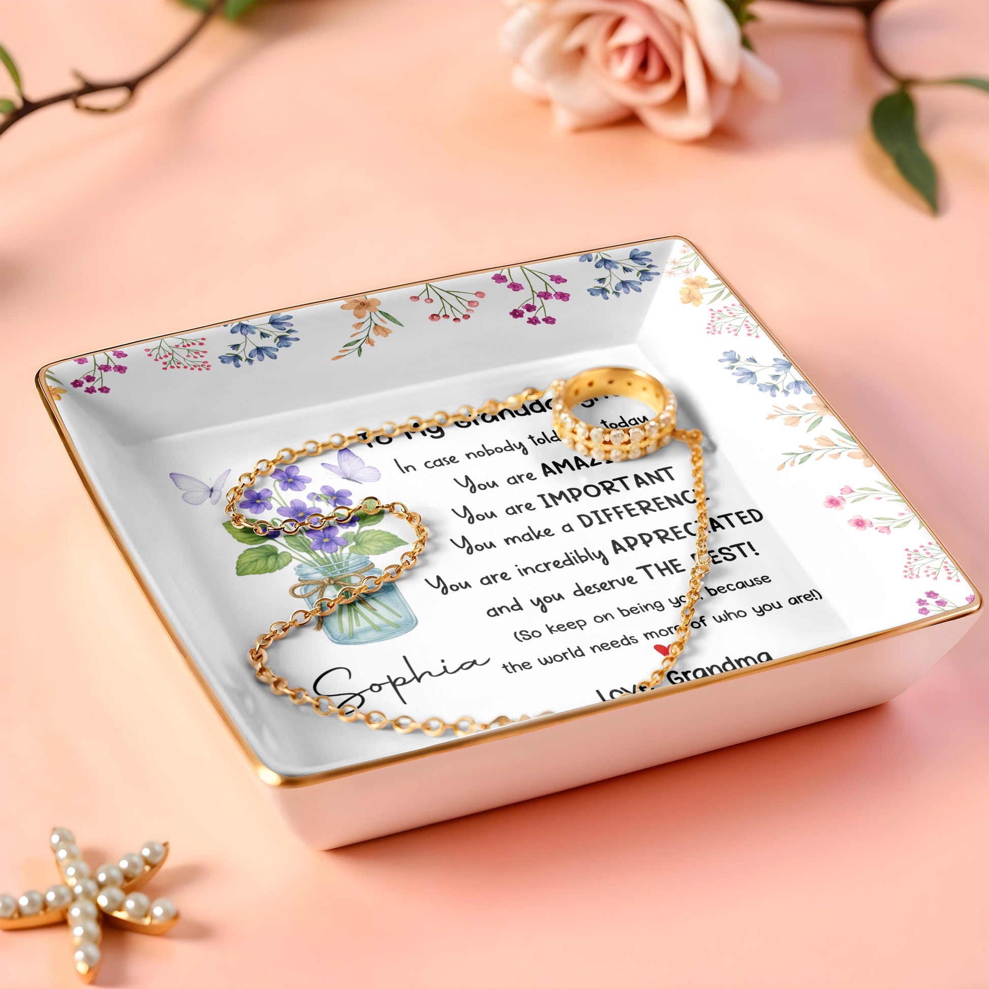 To My Granddaughter, You Are Amazing With Flowers And Butterfly