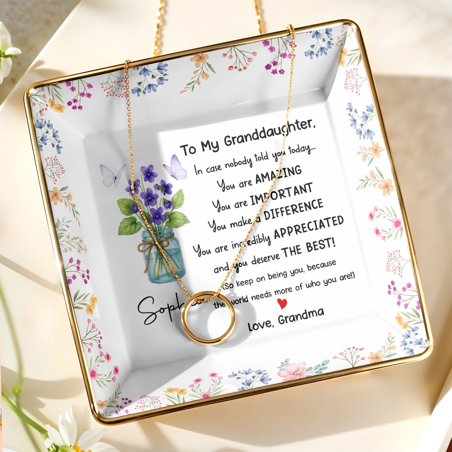 To My Granddaughter, You Are Amazing With Flowers And Butterfly