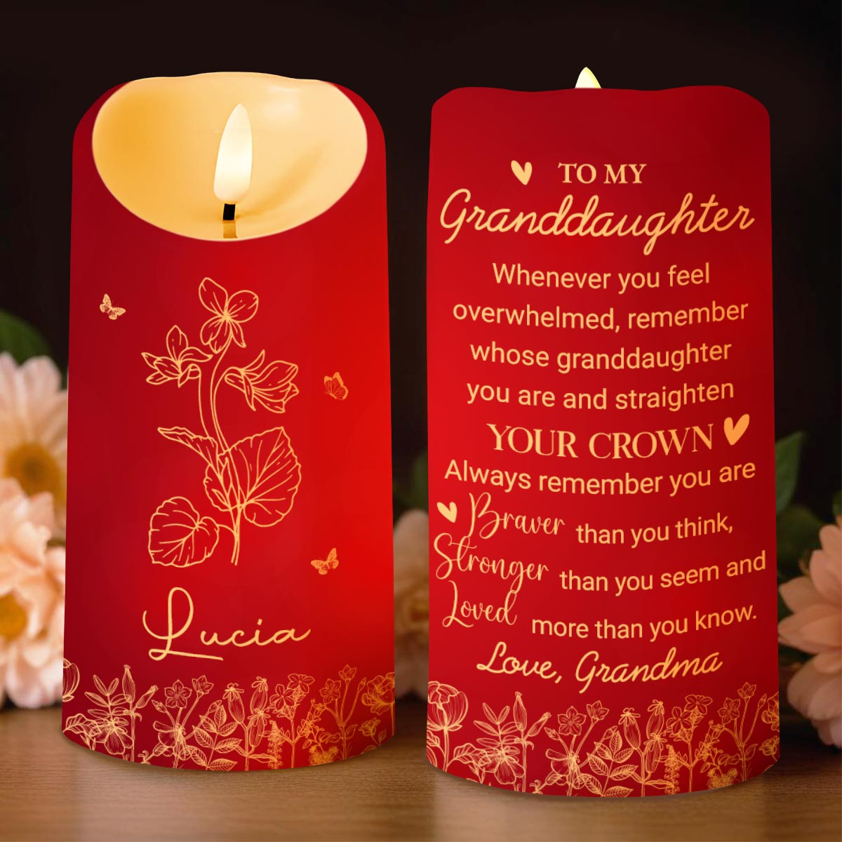 Straighten Your Crown Granddaughter, Flowers And Butterflies