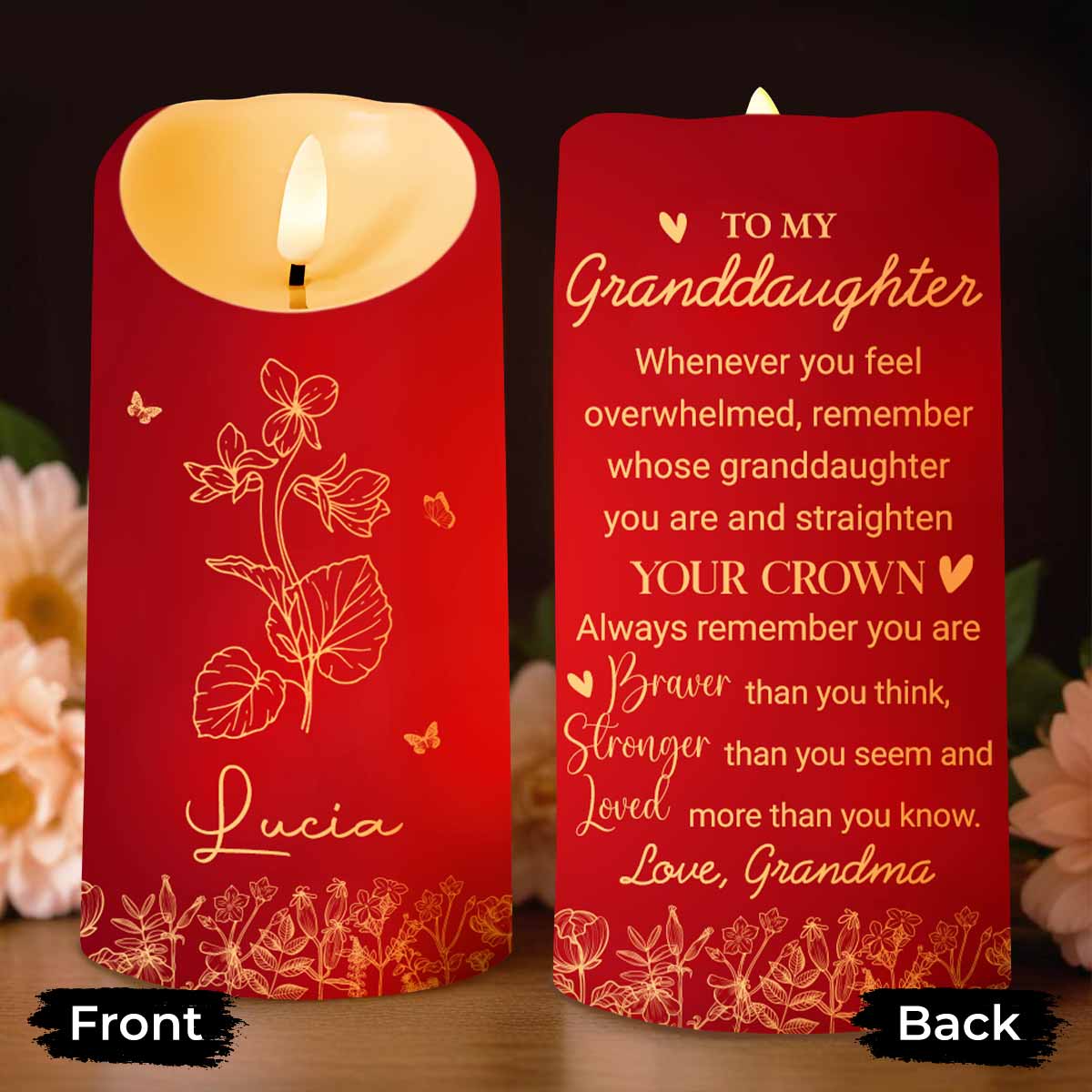 Straighten Your Crown Granddaughter, Flowers And Butterflies