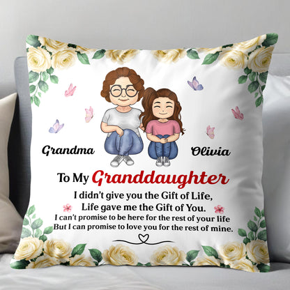 To My Granddaughter, Roses And Butterflies Pillow