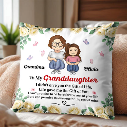 To My Granddaughter, Roses And Butterflies Pillow