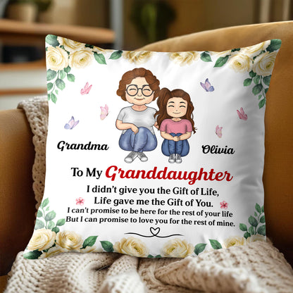 To My Granddaughter, Roses And Butterflies Pillow