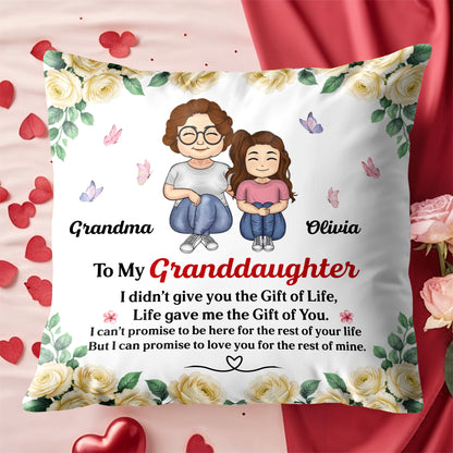 To My Granddaughter, Roses And Butterflies Pillow