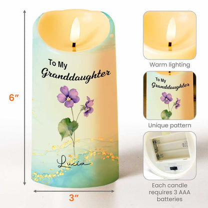 À ma petite-fille, Amour de grand-mère, Fleurs - Bougie LED personnalisée - GDT373_LECA