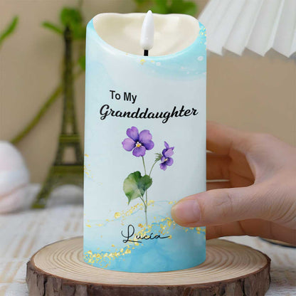 À ma petite-fille, Amour de grand-mère, Fleurs - Bougie LED personnalisée - GDT373_LECA