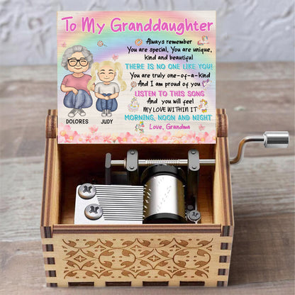 To My Granddaughter, Grandmother and Granddaughter Love - Custom Music Box With "You Are My Sunshine" Tune - GDT373_MZB