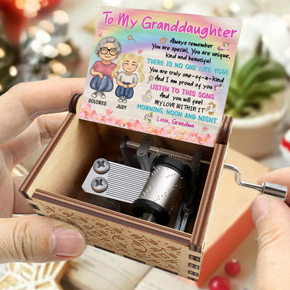 To My Granddaughter, Grandmother and Granddaughter Love - Custom Music Box With "You Are My Sunshine" Tune - GDT373_MZB