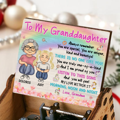 To My Granddaughter, Grandmother and Granddaughter Love - Custom Music Box With "You Are My Sunshine" Tune - GDT373_MZB