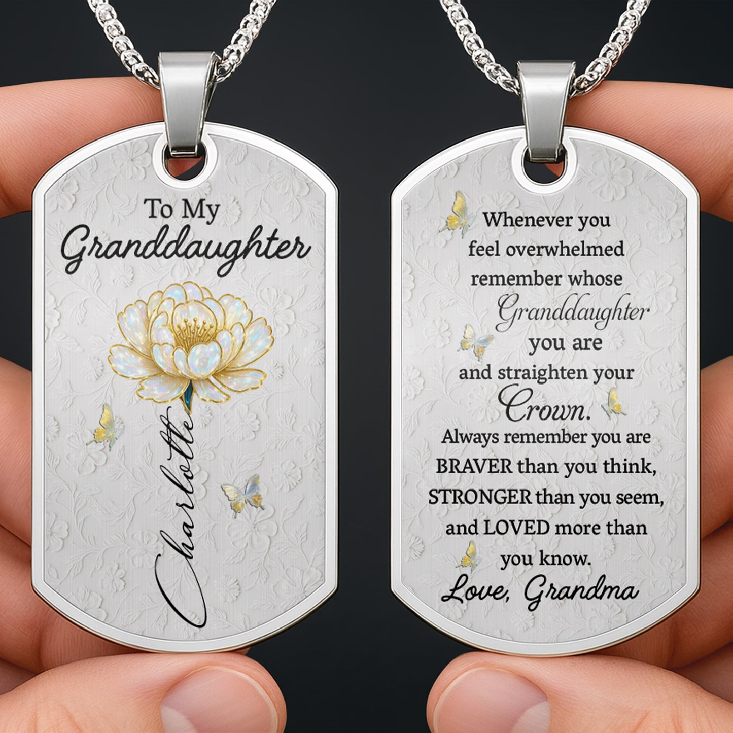 To My Granddaughter, Flower And Butterfly Design