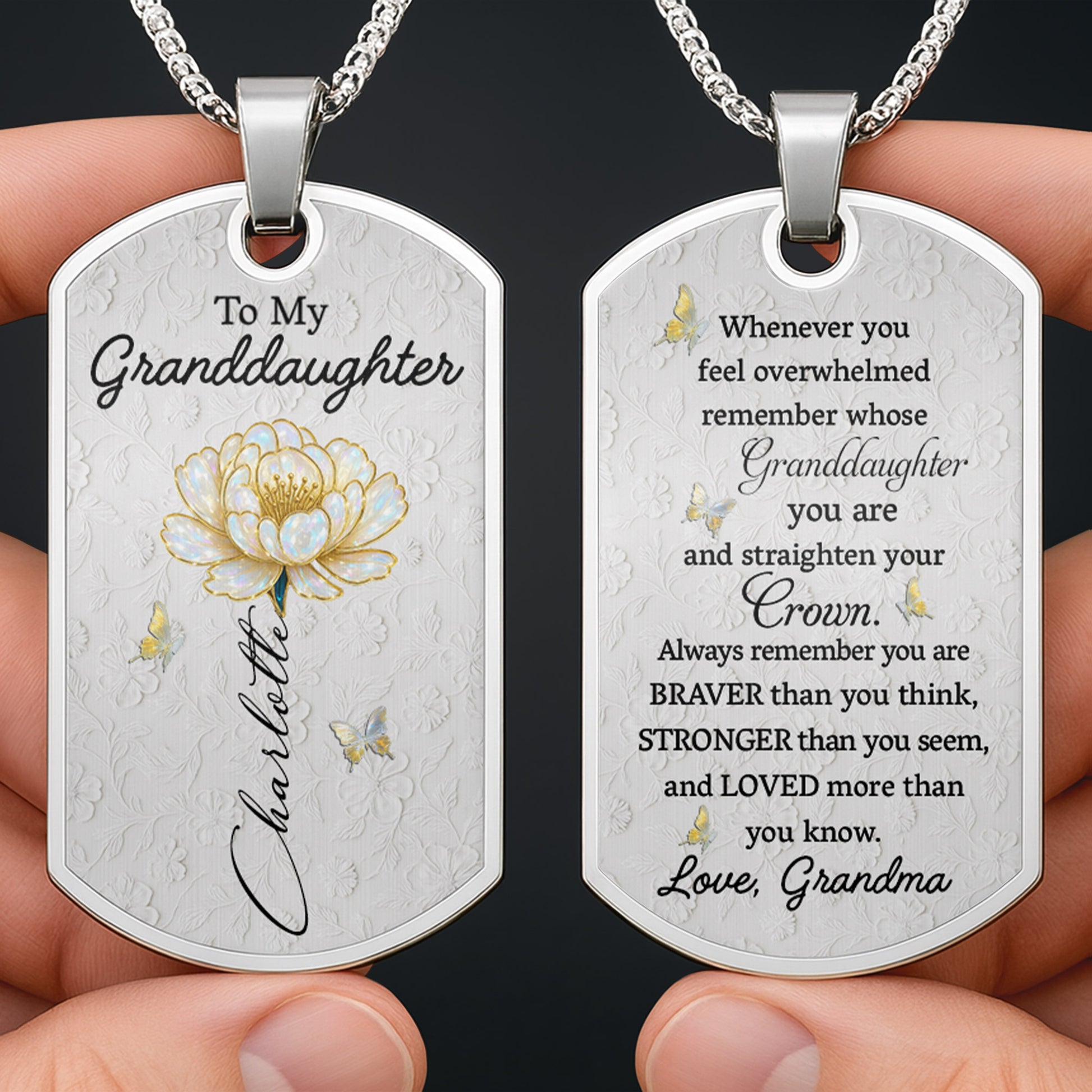 To My Granddaughter, Flower And Butterfly Design