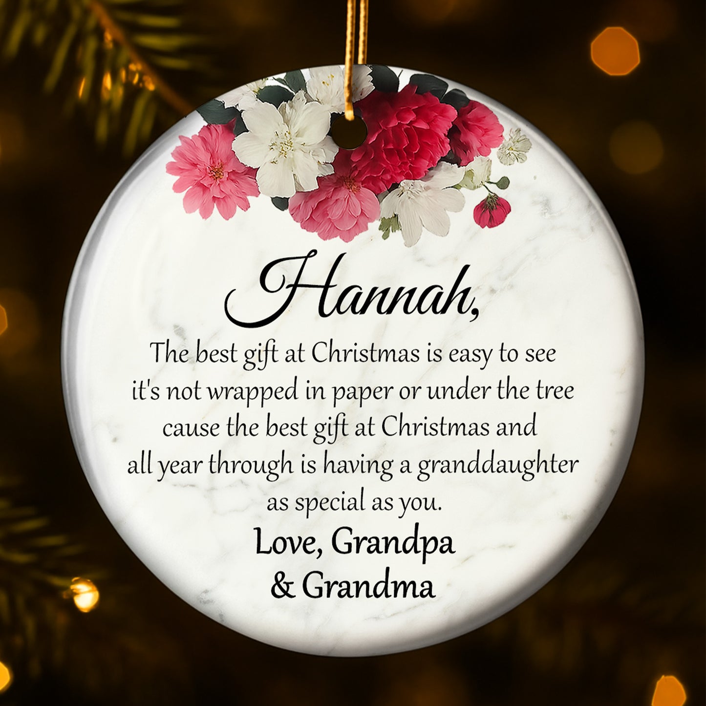 Le meilleur cadeau de Noël – Décoration personnalisée en céramique de forme ronde – GDT375_RCE