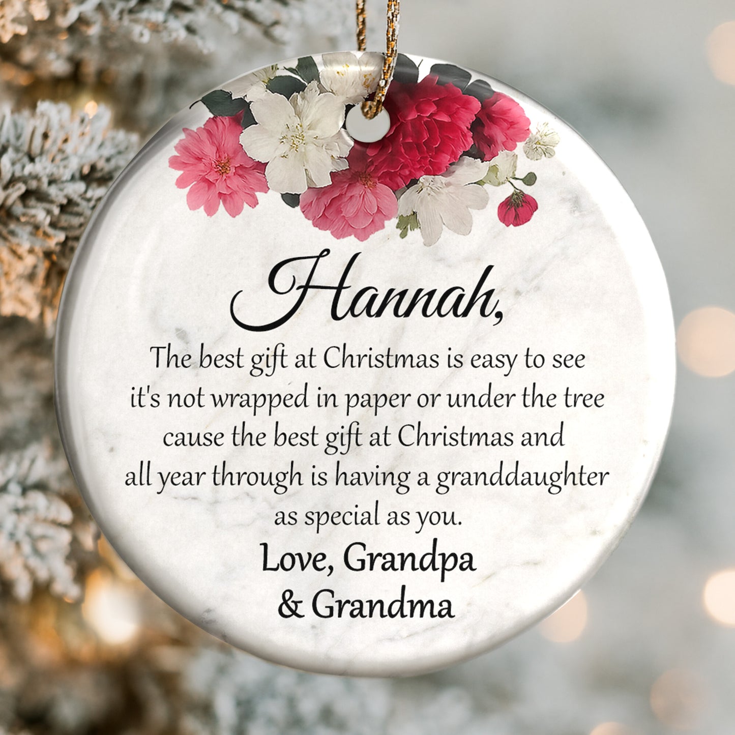 Le meilleur cadeau de Noël – Décoration personnalisée en céramique de forme ronde – GDT375_RCE