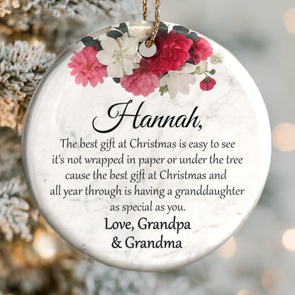 Le meilleur cadeau de Noël – Décoration personnalisée en céramique de forme ronde – GDT375_RCE