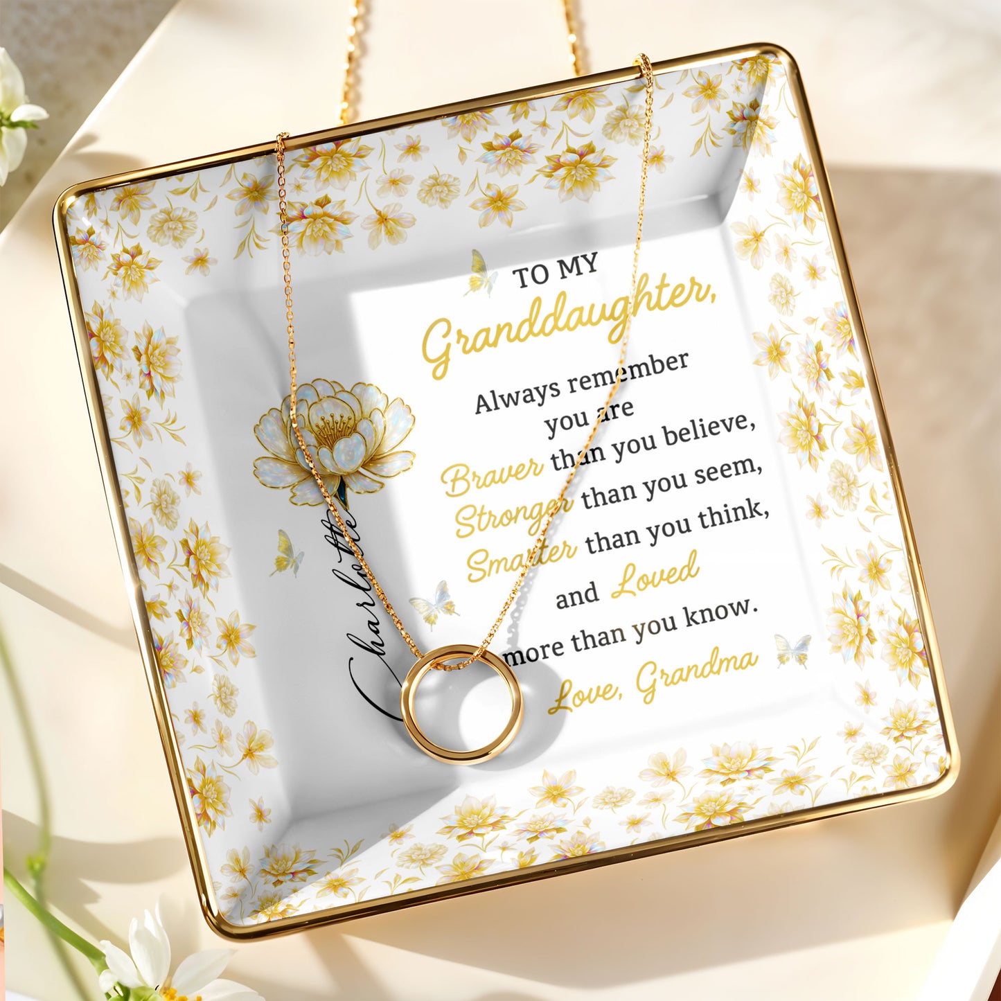 To My Granddaughter, Always Remember, Flowers And Butterflies