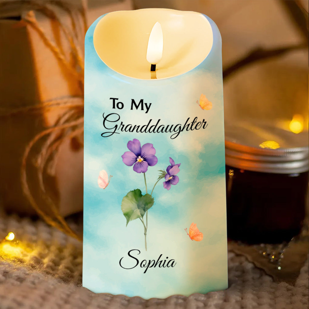 Para mi nieta: Sé valiente, ten coraje y ama la vida - Vela LED personalizada - GDT380_LECA