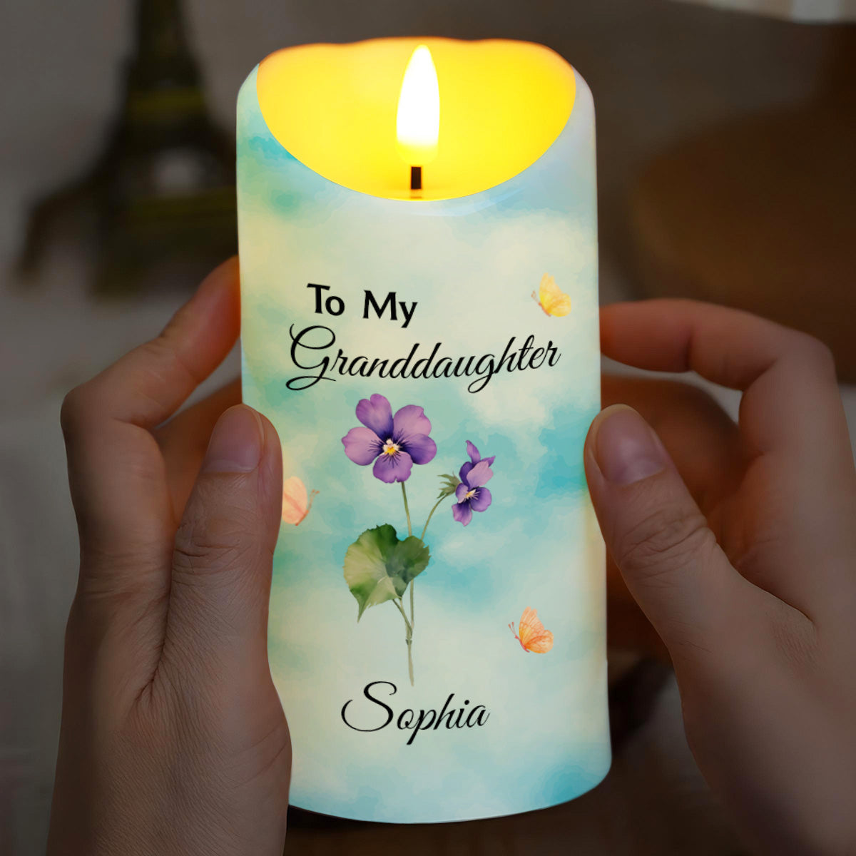 Para mi nieta: Sé valiente, ten coraje y ama la vida - Vela LED personalizada - GDT380_LECA