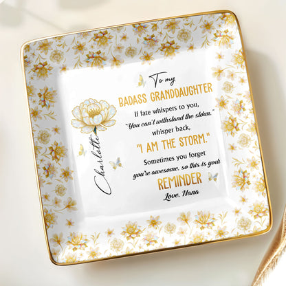 To My Badass Granddaughter, Flowers And Butterflies Reminder